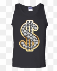 Download Dollar Sign Gold Diamond Bling T - shirt And Diamonds png