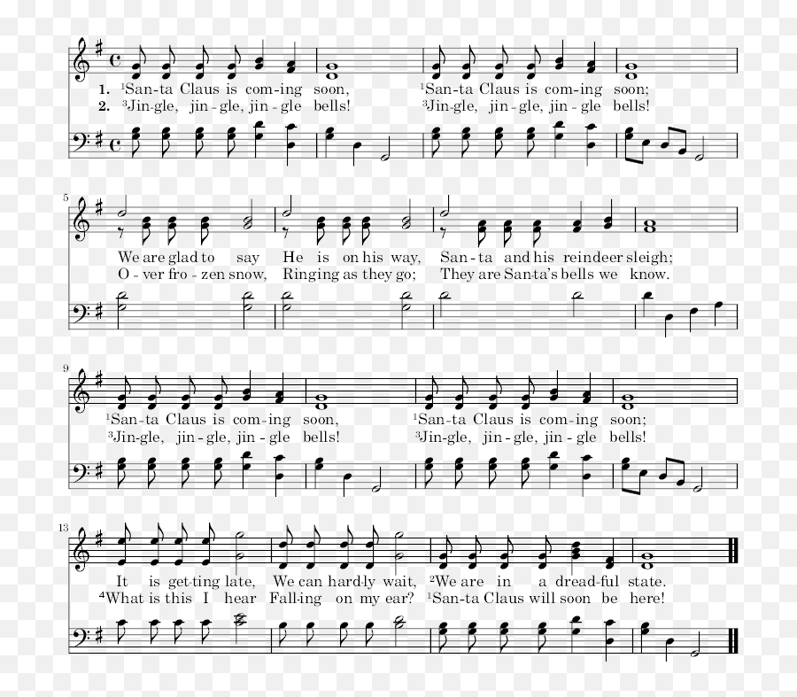 Primary Christmas Songsjingle Bells - Wikisource The Free Jingle Bells Christmas Carol Sheet Music Png,Christmas Bells Transparent