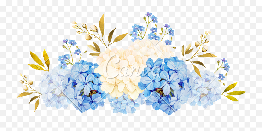 Blue Hydrangea Watercolor - Blue Watercolor Flowers Free Png,Hydrangea Png