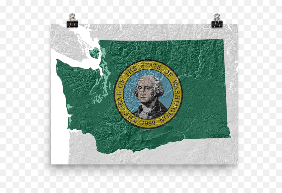 Washington State Flag Topographic Map Poster - State Of Washington Png,Washington State Png