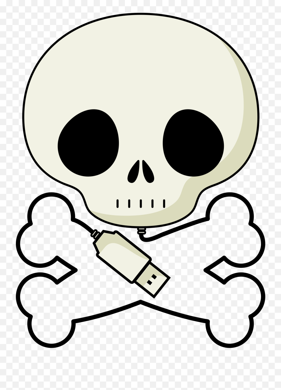 Vector Image Of Skull Usb Cable Free Svg - Cute Cartoon Skull Head Png,Cartoon Skull Png