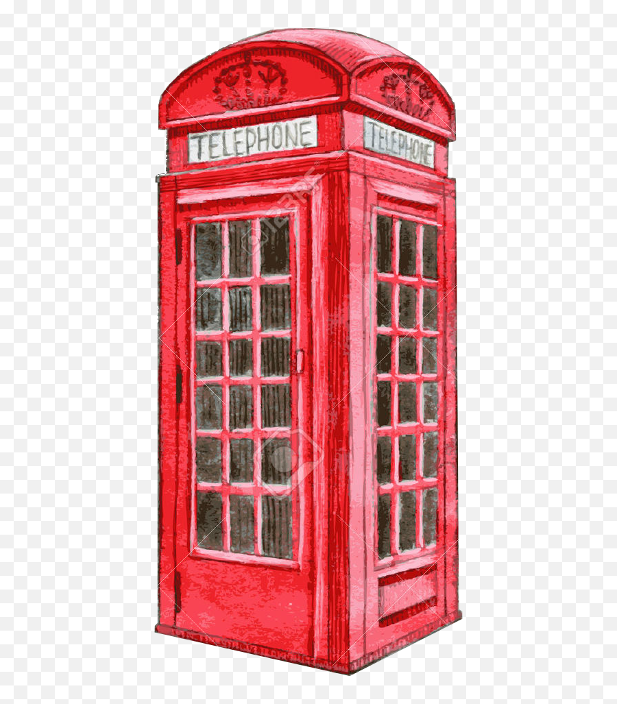Red Telephone Booth Drawing Png Image Phone