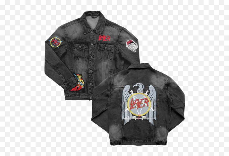 Custom Black Denim Jacket Friday 2018 Slayer Store - Emblem Png,Slayer Logo Png