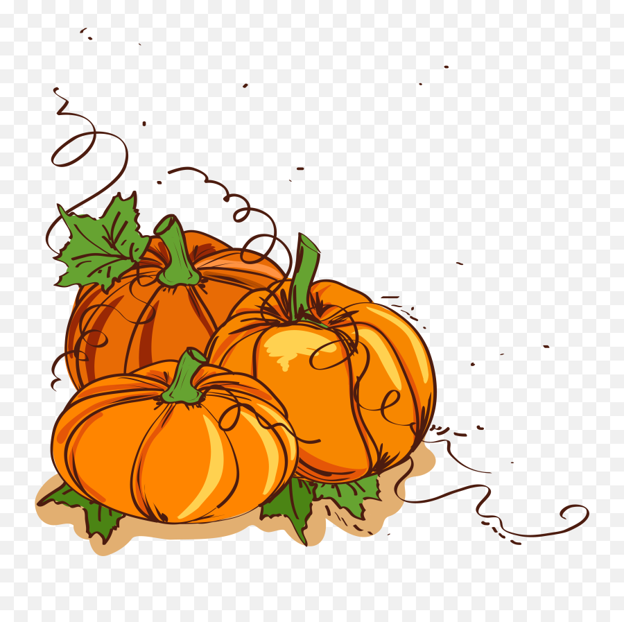 Thanksgiving Dinner Pumpkin Clip Art - Pumpkin With Vines Clipart Png,Thanksgiving Pumpkin Png