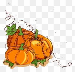 Thanksgiving Dinner Pumpkin Clip Art - With Vines Clipart png