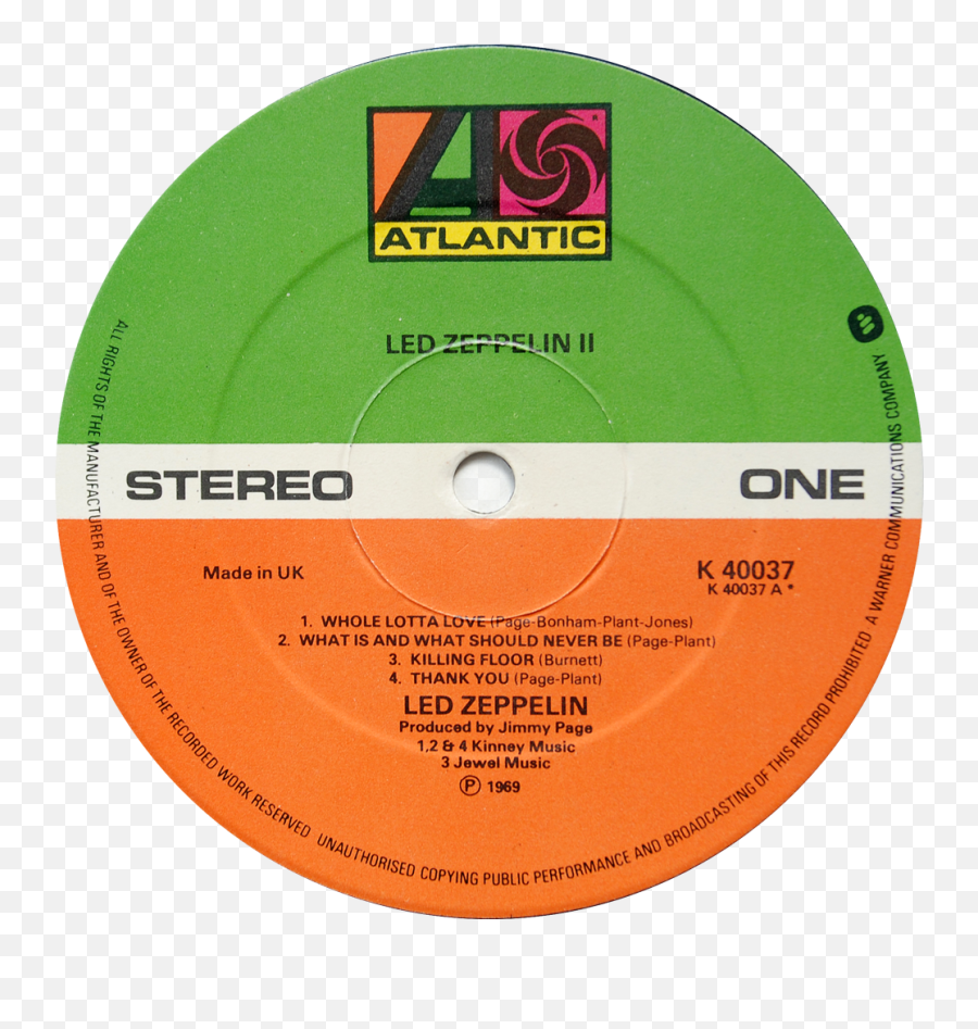 Atlantic - Led Zeppelin 2 Label Png,Atlantic Records Logo