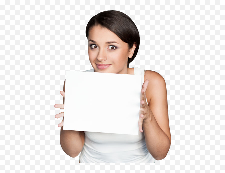 Download Young Woman Hold Board - Young People Transparent Woman Holding Paper Png,People Transparent Background