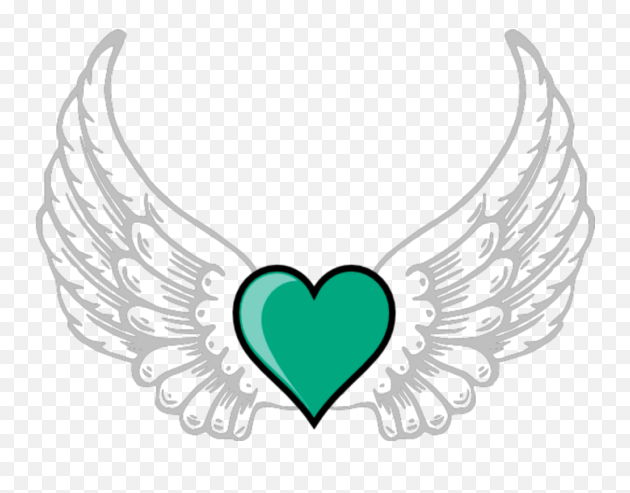Mq Green Heart Hearts Wings Wing - Heart With Wings Png,Green Heart Png