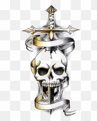 Tattoo Skeleton Skull Dragon Vector - Skull And Dagger Tattoos Png,Snake Tattoo Transparent
