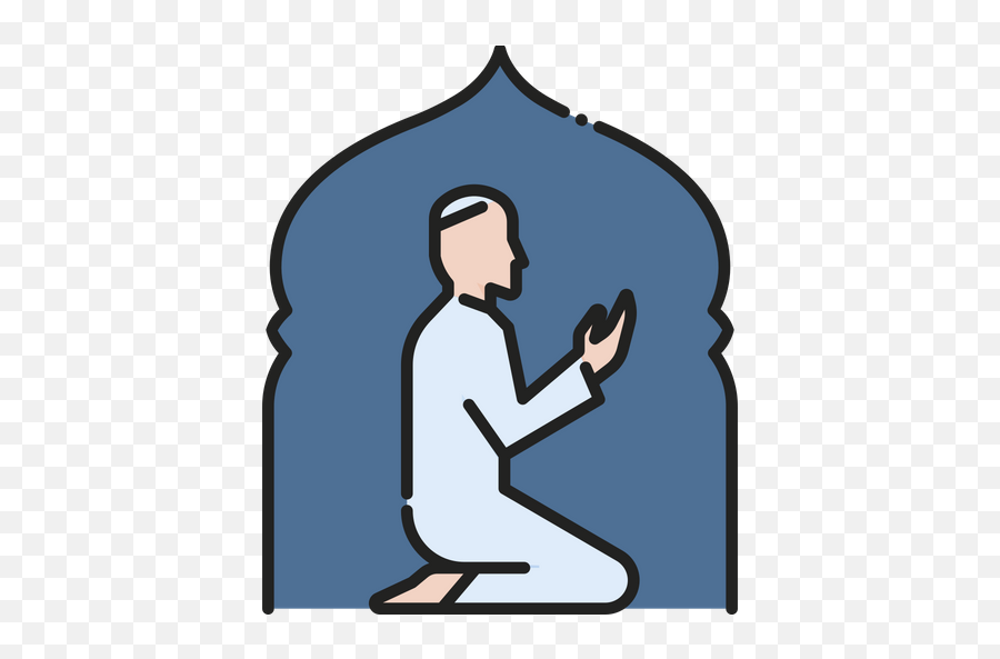 Muslim Prayer Icon Of Colored Outline - Muslim Pray Icon Png,Praying Png