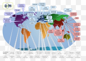World Map With Lctpc Member Institutes - Synchrotrons In The World Png,World Map Png