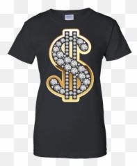 Download Hd Dollar Sign Gold Diamond Bling T - shirt Https With Diamonds png