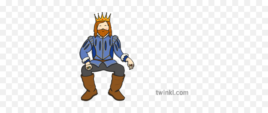 King With Crown Illustration - Twinkl Fictional Character Png,Cartoon Crown Png