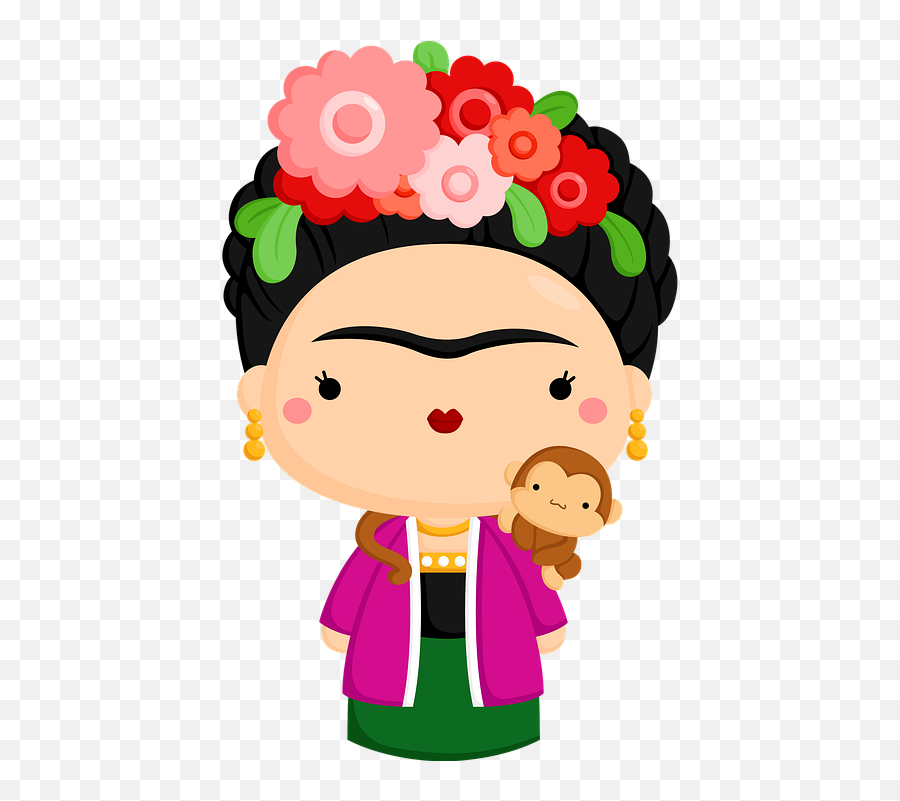 Woman Cartoon Clipart Frida - Frida Kahlo Desenho Png,Frida Kahlo Icon