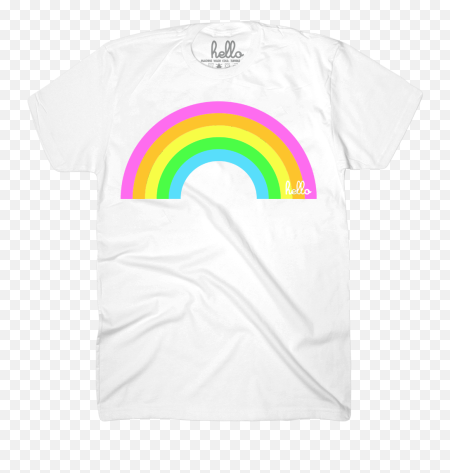 Hello Neon Rainbow White - Rainbow Png,White T Shirt Transparent