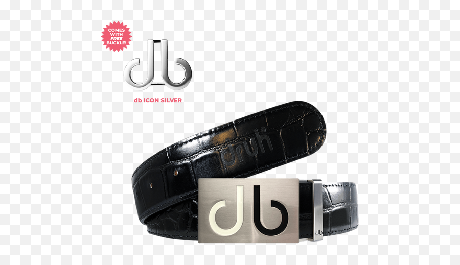 Black Crocodile Leather Belt With Whiteblack Two Toned Buckle - Belt Png,Croc Icon