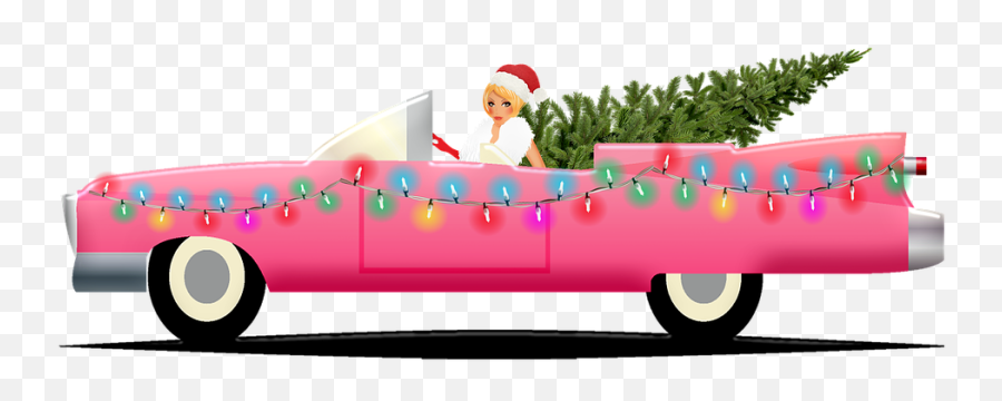 Christmas Car Cadillac Sexy Girl - Free 394491 Png Images Christmas Cadillac Png,Pink Car Png