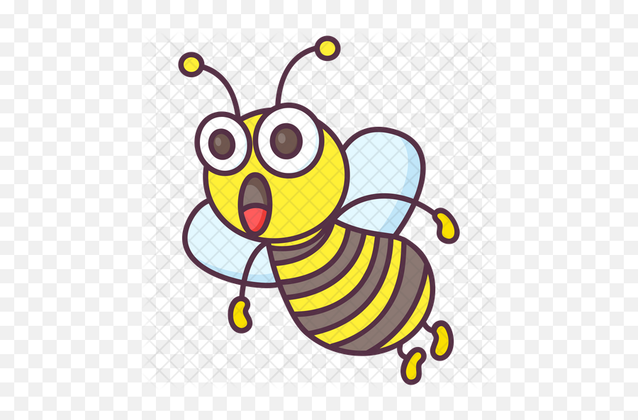 Shocked Bee Icon Of Colored Outline - Honeybee Png,Cartoon Bee Png