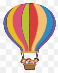 Kids Flying Hot Air Balloon Png - For