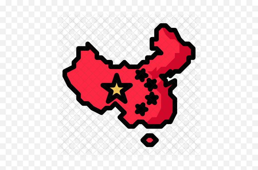 China Map Icon Of Colored Outline Style - China Map Icon Png,China Png