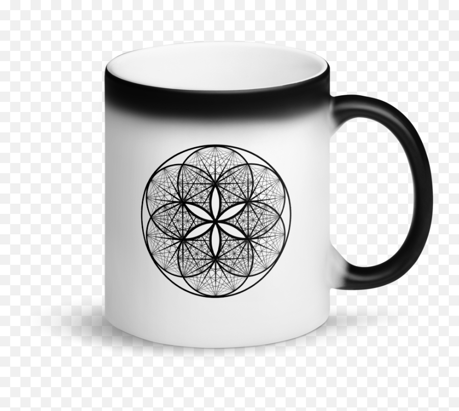 Magic Mug - Musical Seed Of Life Color Changing White When Hot Black When Cold Coffee Mug Pug Png,Seed Of Life Png
