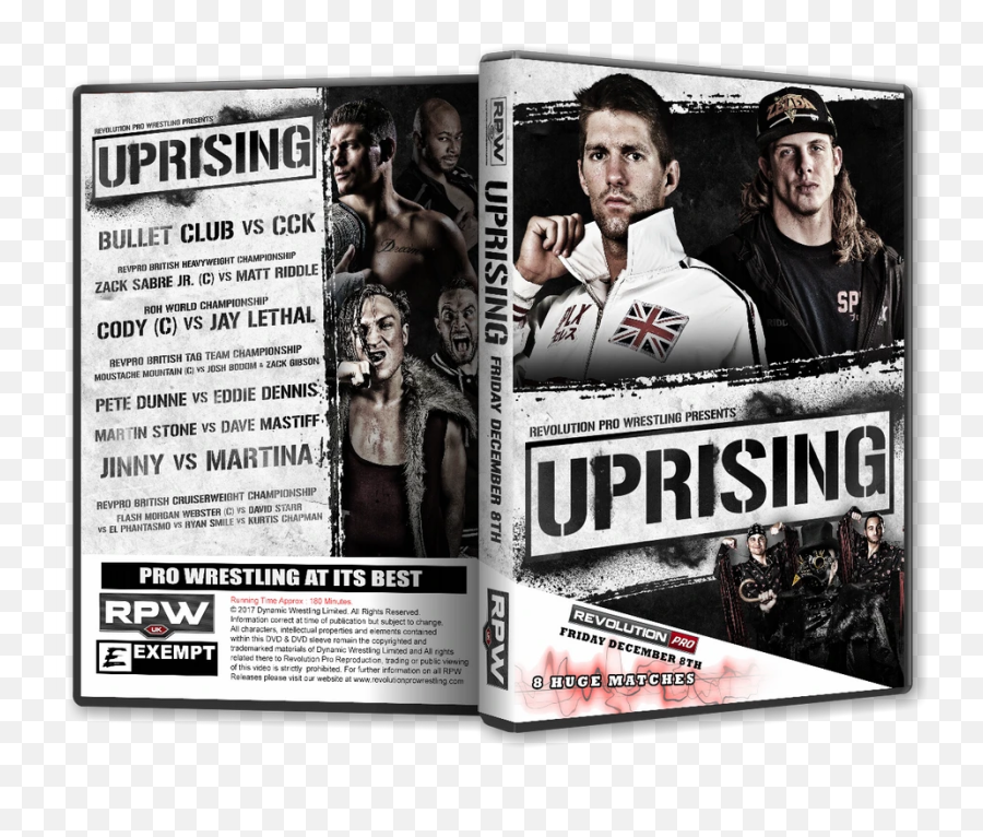 Details About Official Rpw - Revpro Revolution Pro Wrestling Uprising 2017 Dvd Zack Sabre Flyer Png,Kurt Angle Png