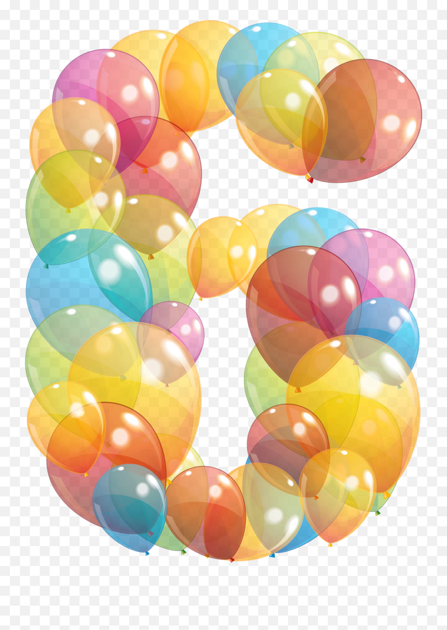 Six Number Of Balloons Png Clipart - Number 3 Balloon Clipart,Real Balloons Png
