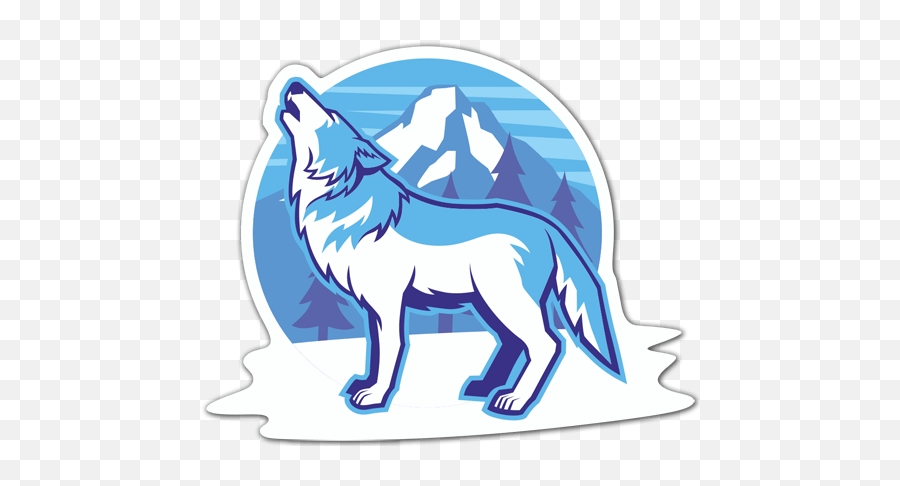 Sticker White Wolf Muraldecalcom - Mountain Wolf Stickers Png,Wolf Howl Icon
