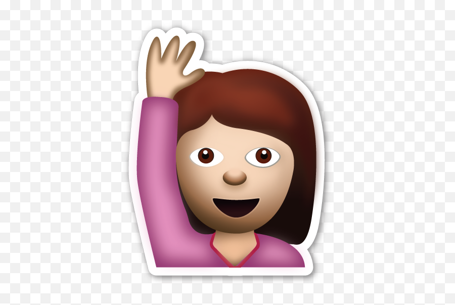 Download Happy Person Raising One Hand - Hand Raise Smiley Face Png,Hand Emoji Transparent
