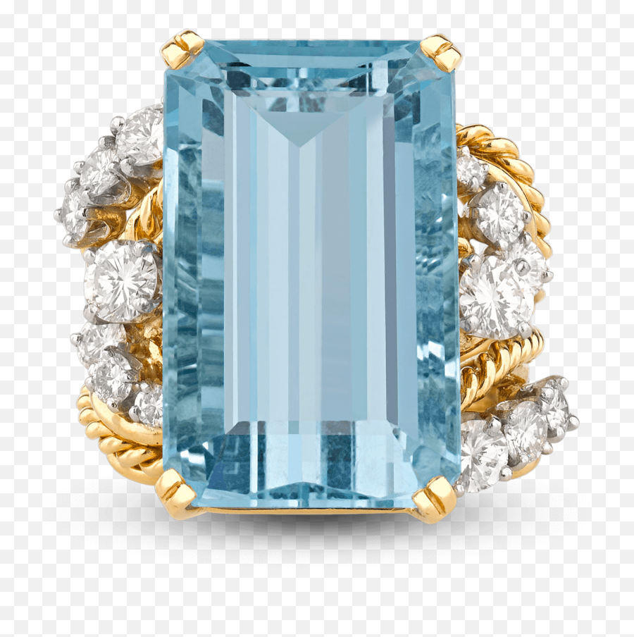 Download Aquamarine And Diamond Ring - Ring Png,Aquamarine Png