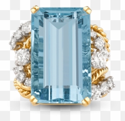 Download Aquamarine And Diamond Ring - Ring Png,Aquamarine Png
