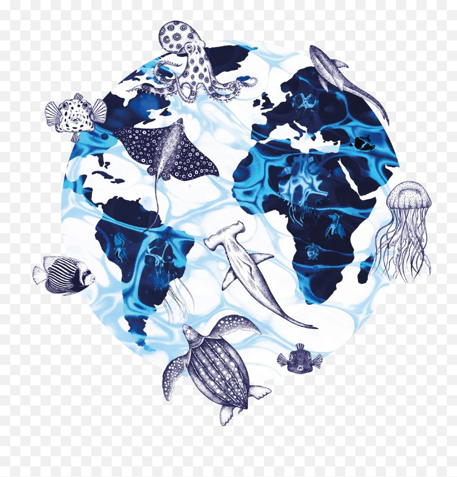 Ocean Culture Life Global Community - Blue World Map Watercolor Painting Png,How To Make Nice Icon Tumblr Art