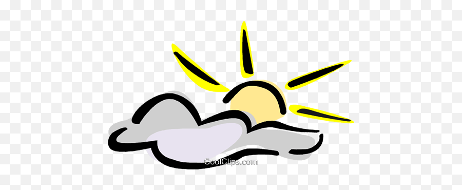 Sun And Clouds Royalty Free Vector Clip Art Illustration - Sunrise Png Black And White,Wolke Icon