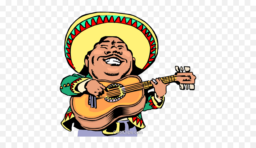 Cartoon Mexican Musician Royalty Free Vector Clip Art - Cinco De Mayo Png,Cartoon Guitar Png