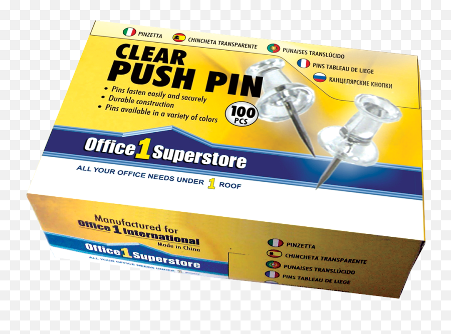 O1s Clear Push Pin 100pcsbox - Office 1 Superstore High Push Pin Box Png,Pins Png