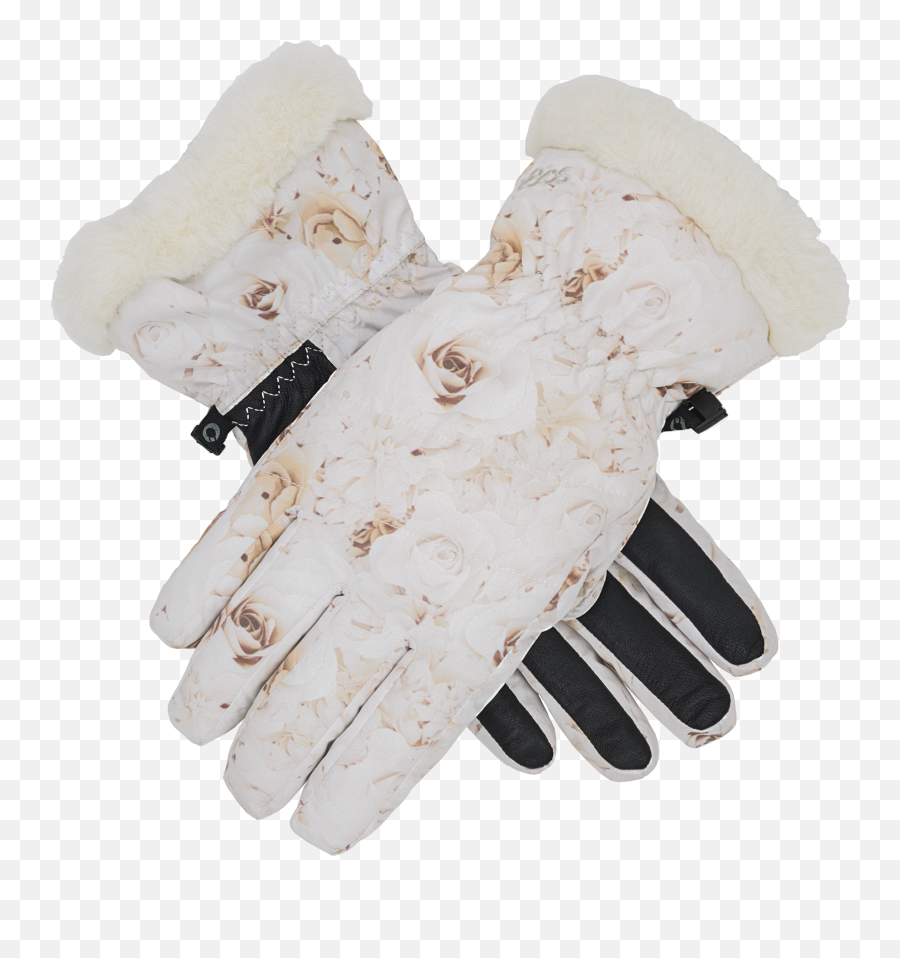 Down With Fur Trim Gloves Women White Roses Png
