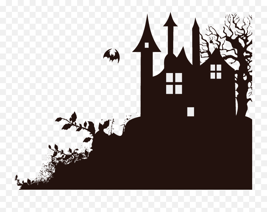 Wedding Invitation Halloween Card Housew 1470984 - Png Haunted House Halloween Silhouette,Halloween Party Png