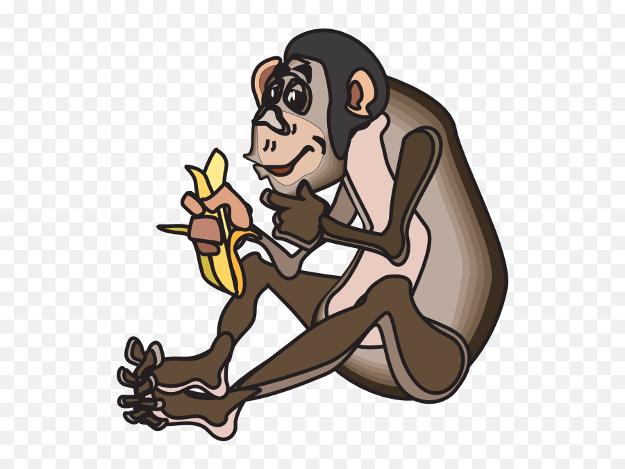 Chimp Eating A Banana Clip Art - Vector Clip Makanan Png Animasi Bergerak,Chimp Png