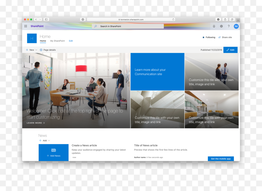 Sharepoint Home Site In Tenant - Sharepoint Site Png,Sharepoint Site Icon