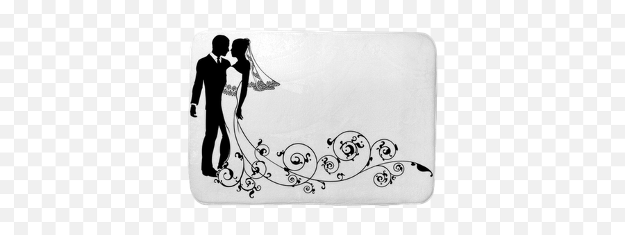 Bath Mat Bride And Groom Floral Design - Pixersus Design Wedding Black And White Png,Groom Icon