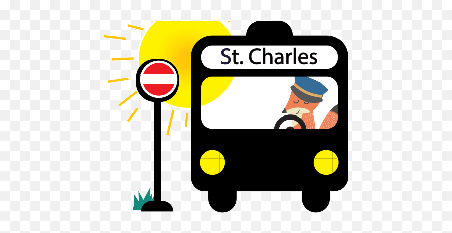 Bus - Busstopfoxdriverhatpng City Of St Charles Il Fox Driving A Bus Cartoon,Driver Png