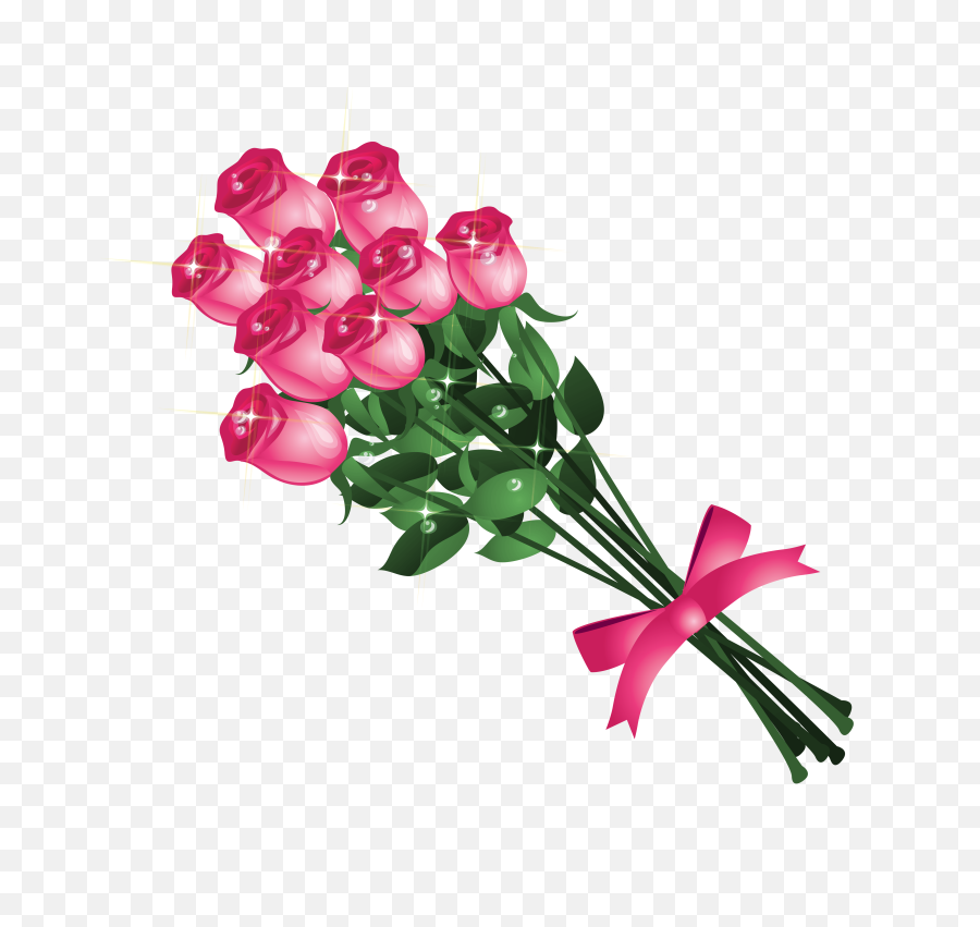 Clipart Hand Bouquet Transparent Free - Clipart Flower Bouquet Png,Pink Roses Png