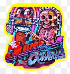 Hukebox Cowboy Skull Skeleton Music Grafiti - Street Art Png,Grafiti Png