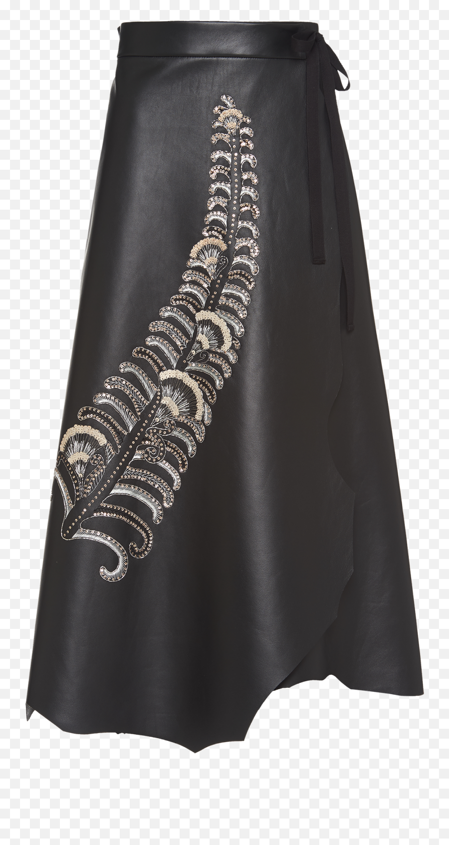 Nappa Leather Skirt With Sequins Png