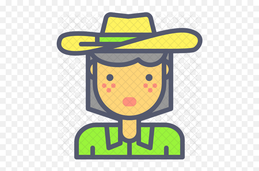Cowgirl Icon Of Colored Outline Style - Costume Hat Png,Cowgirl Png