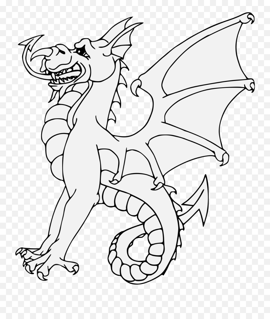 Wyvern - Traceable Heraldic Art Dragon Png,Coat Of Arms Template Png