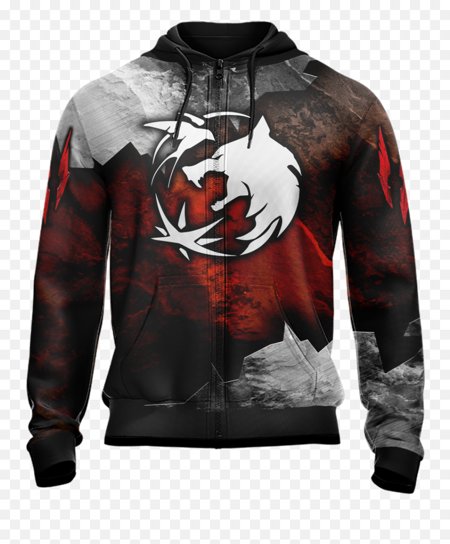 The Witcher Symbol Unisex Zip Up Hoodie Wackytee - Hoodie Png,Witcher Icon