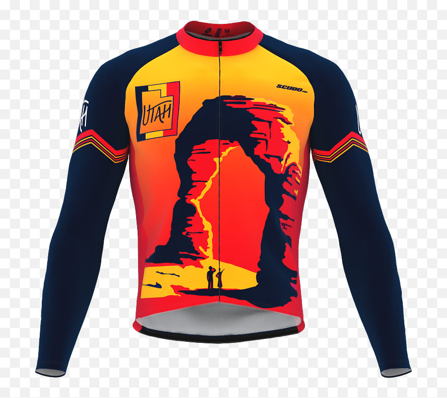 Scudopro Pro Thermal Long Sleeve Cycling Jersey Utah Usa State Icon Landmark Identity Men And Women - Long Sleeve Png,Ut Icon