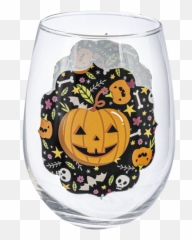 Wholesale Halloween Icon Stemless Wine Glass Set 4 Pc - Serveware png