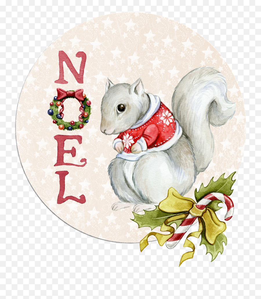 Noelsquirrelwatercolortagchristmas - Free Image From Png,Squirrel Transparent Background
